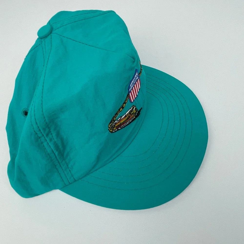 Vintage Union Pacific Railroad Cap America Teal Blue Train Locomotive Snapback